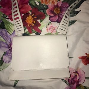 VINCE: White cutout medium crossbody bag